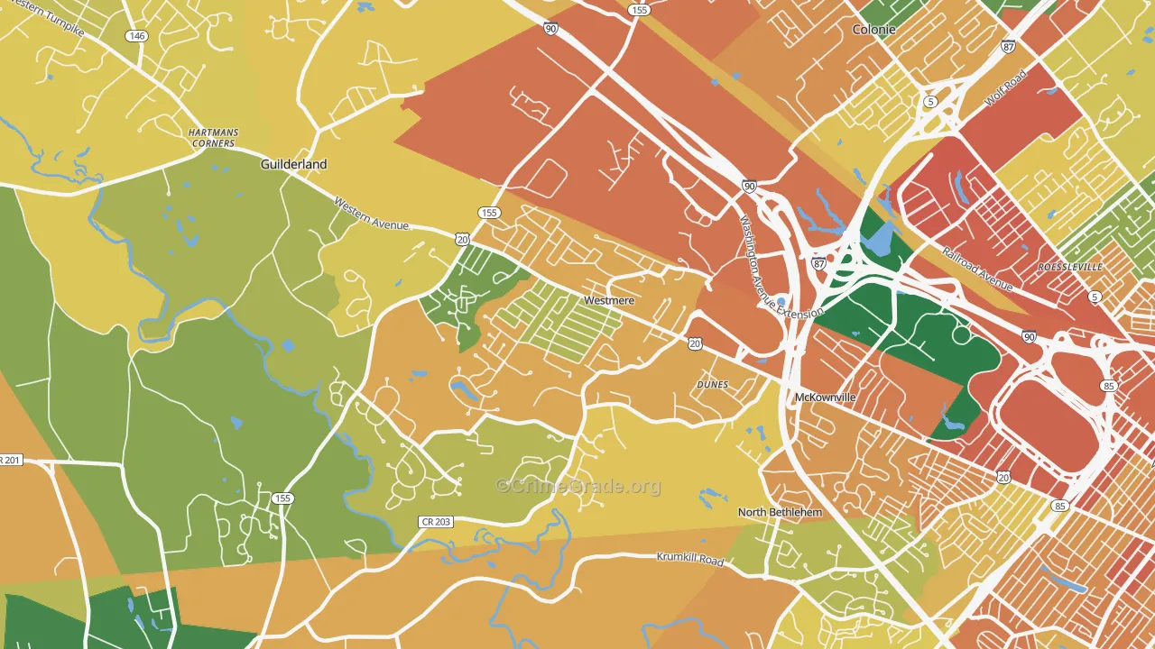 Westmere, NY Map of Burglary Rates