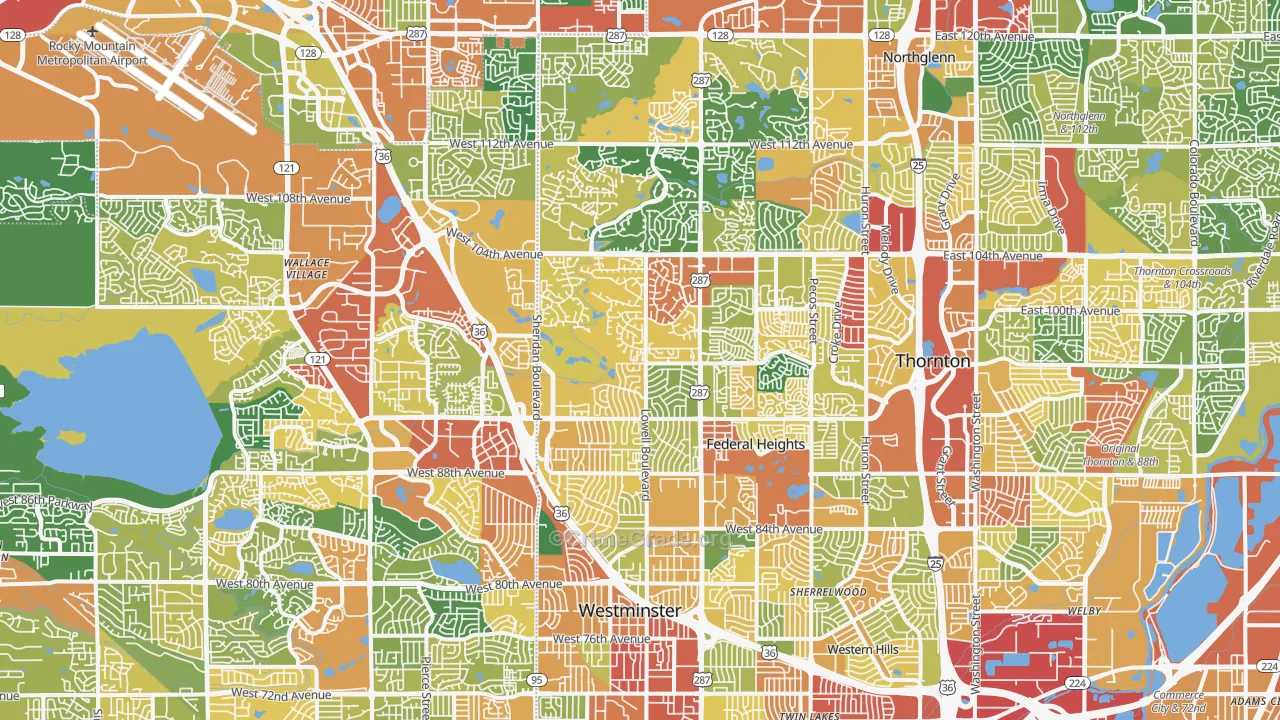 Westminster, CO Map of Burglary Rates