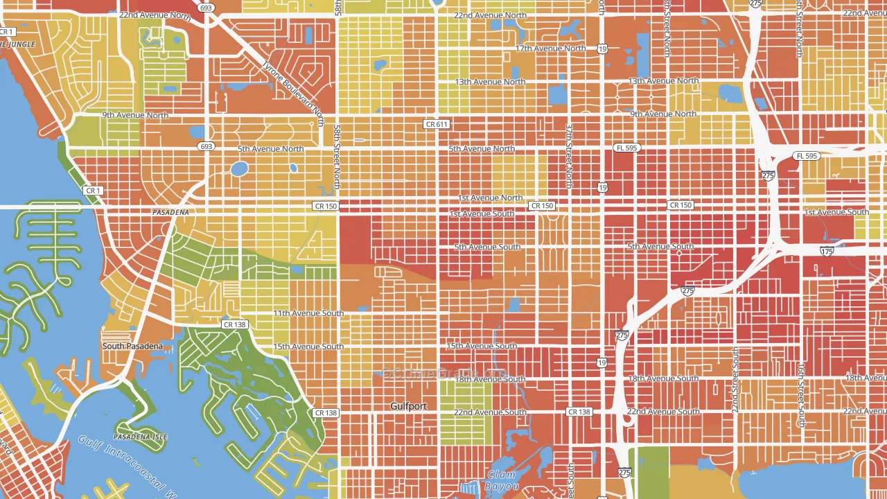 Westminster Heights, St. Petersburg, FL Map of Burglary Rates