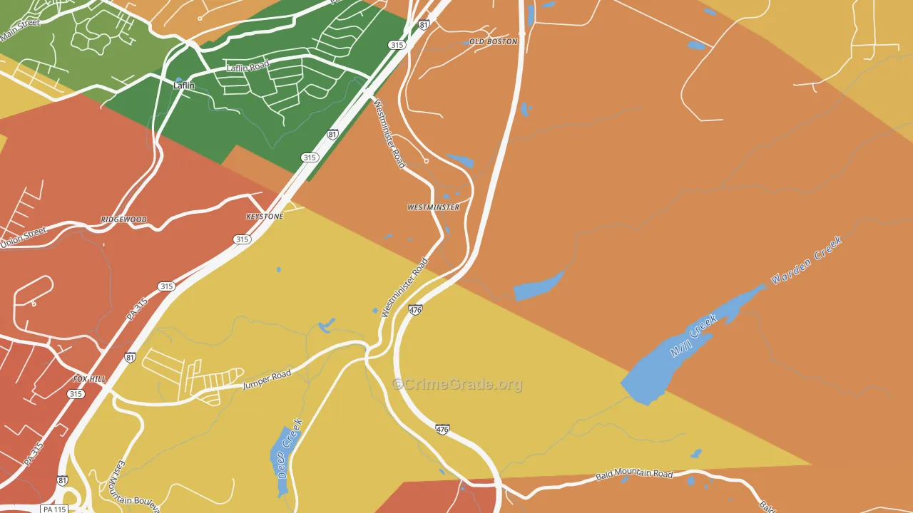 Westminster, PA Map of Burglary Rates