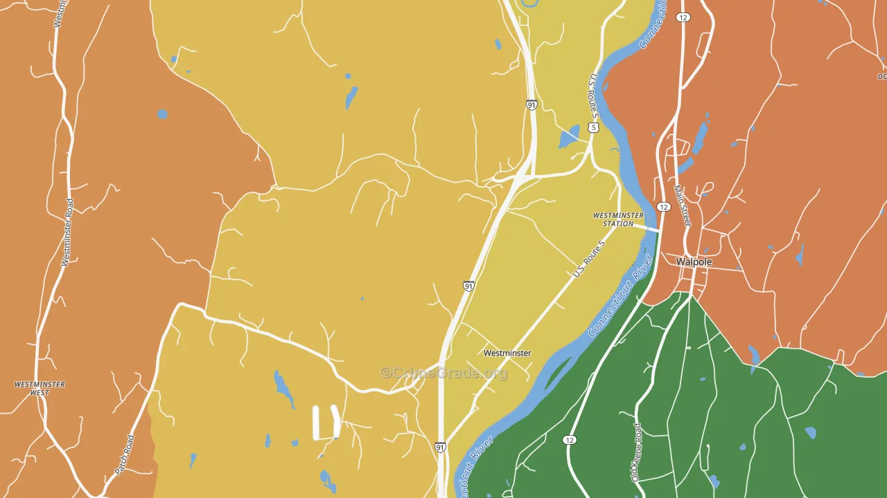 Westminster, VT Map of Burglary Rates