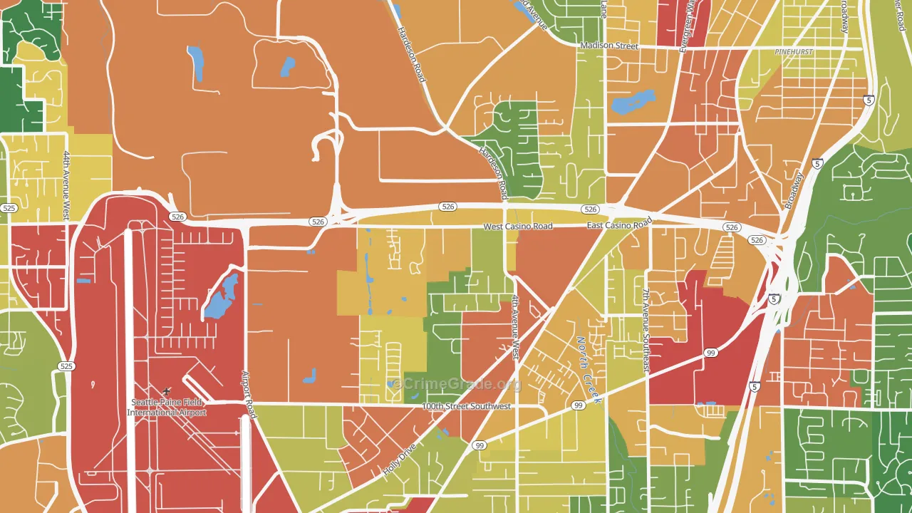 Westmont, Everett, WA Map of Burglary Rates