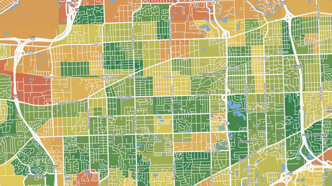 Westmont, IL Map of Burglary Rates