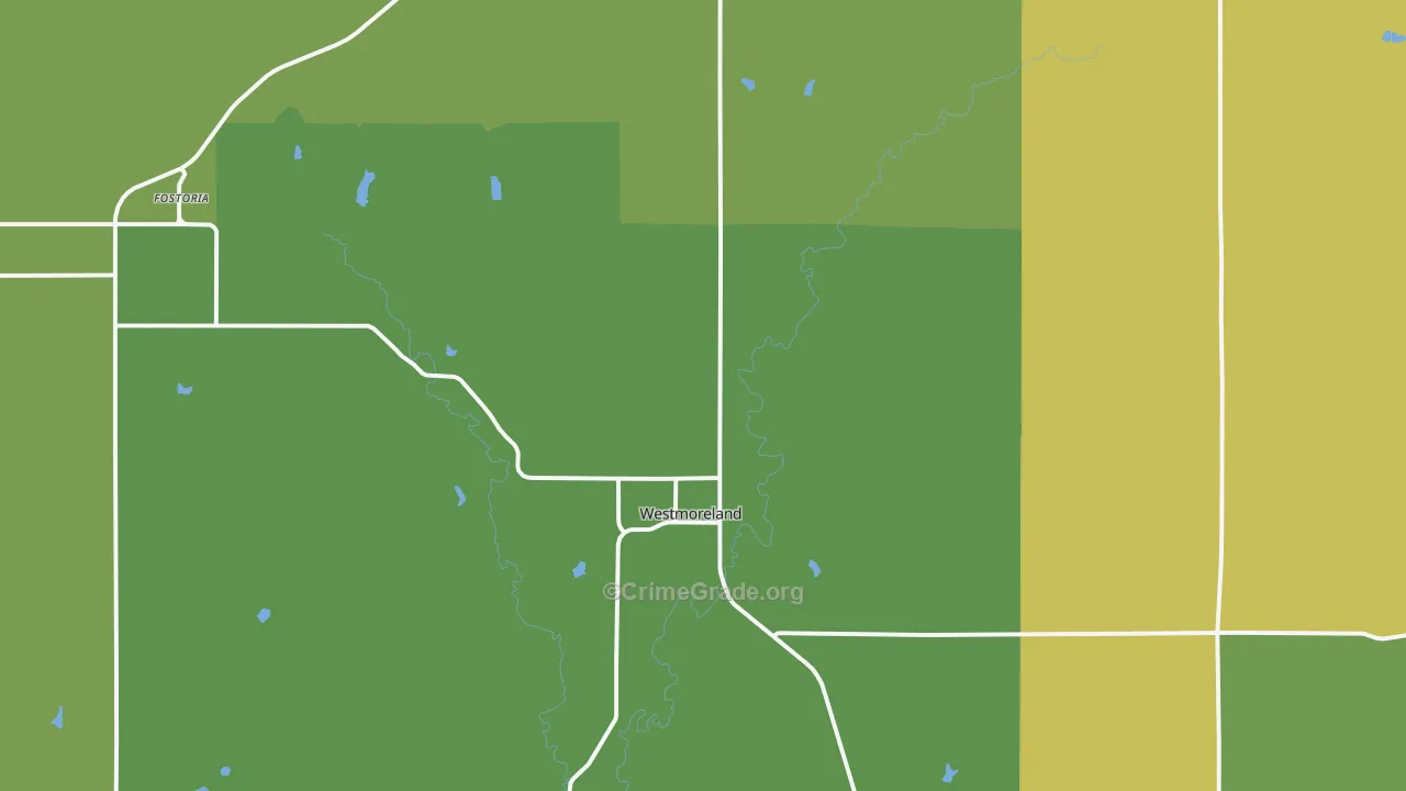 Westmoreland, KS Map of Burglary Rates