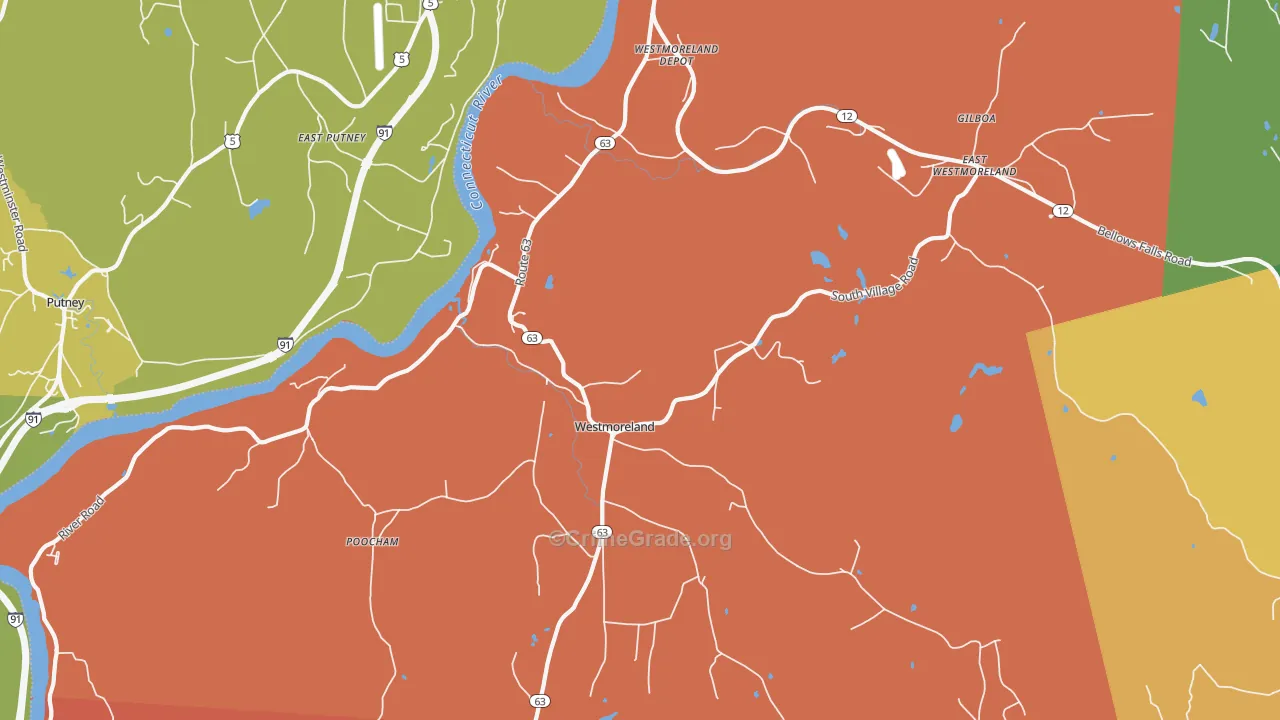Westmoreland, NH Map of Burglary Rates