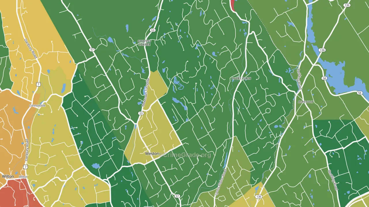 Weston, CT Map of Burglary Rates