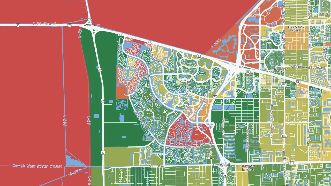 Weston, FL Map of Burglary Rates