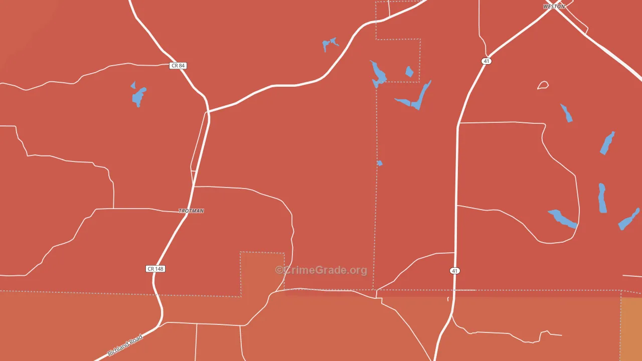 Weston, GA Map of Burglary Rates