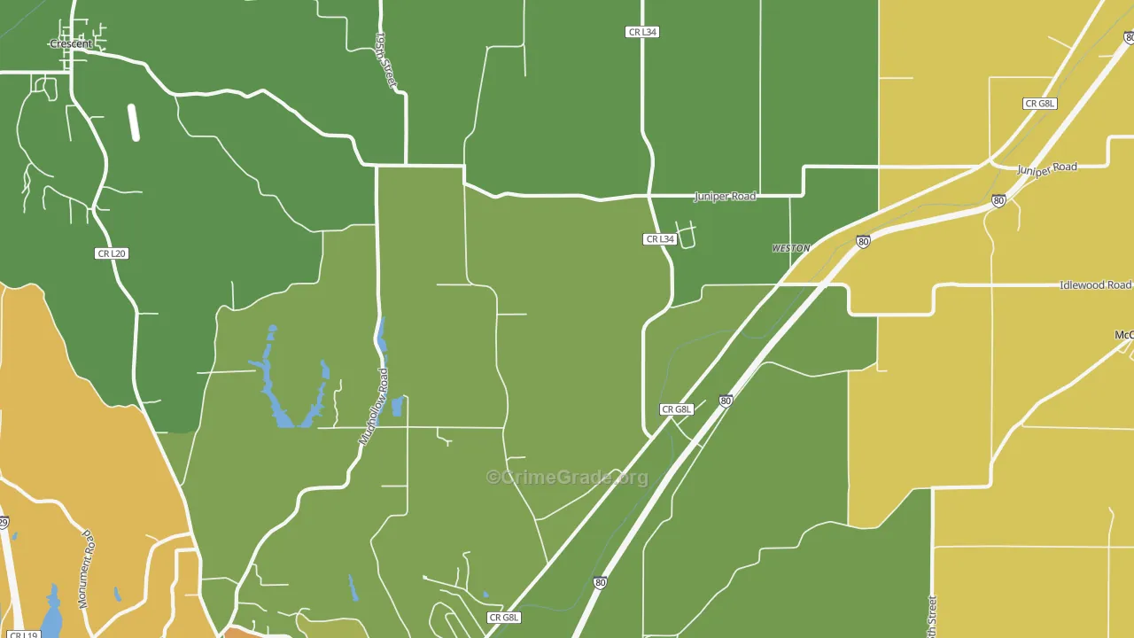 Weston, IA Map of Burglary Rates