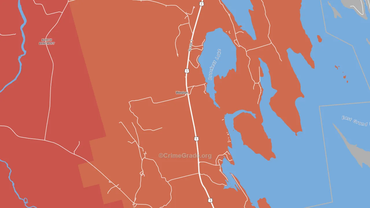 Weston, ME Map of Burglary Rates