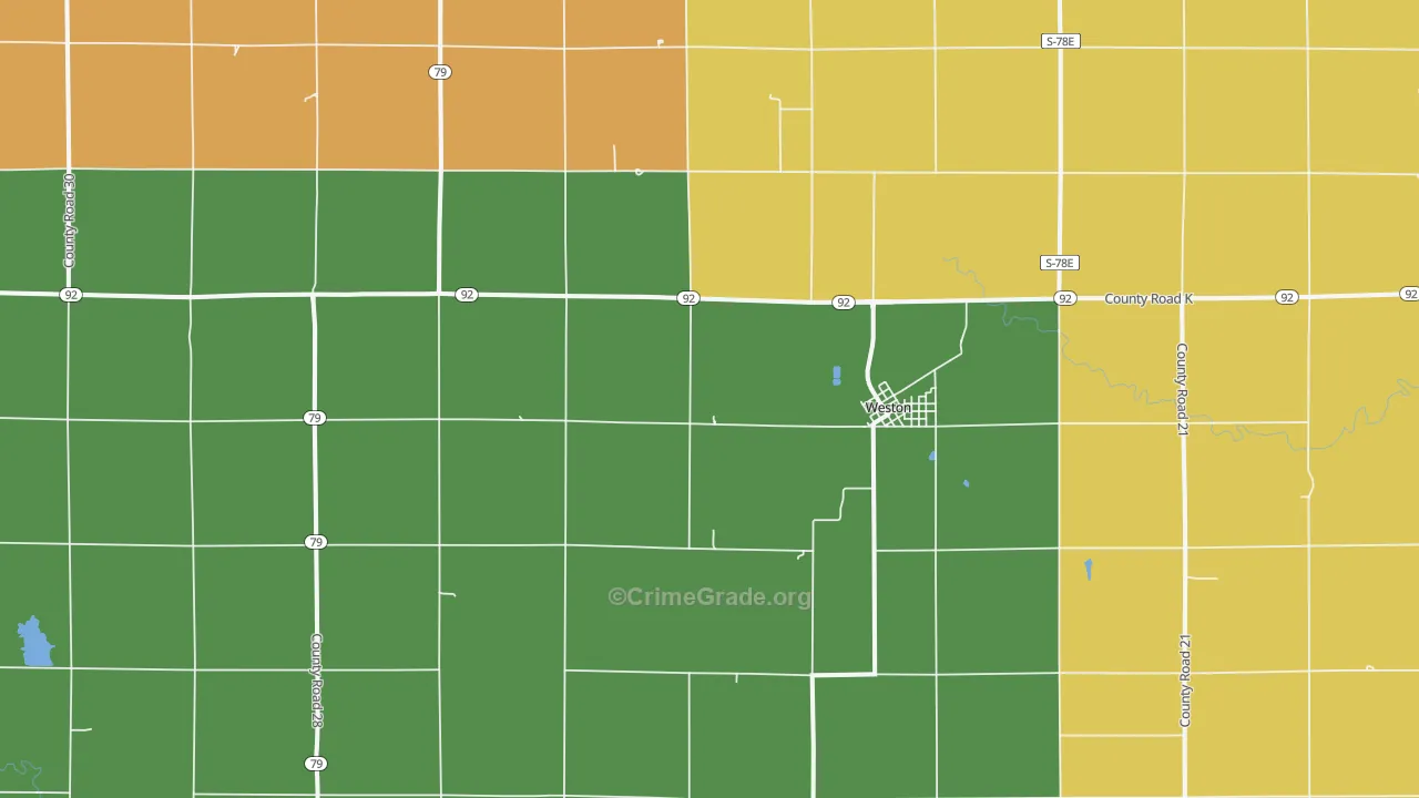 Weston, NE Map of Burglary Rates