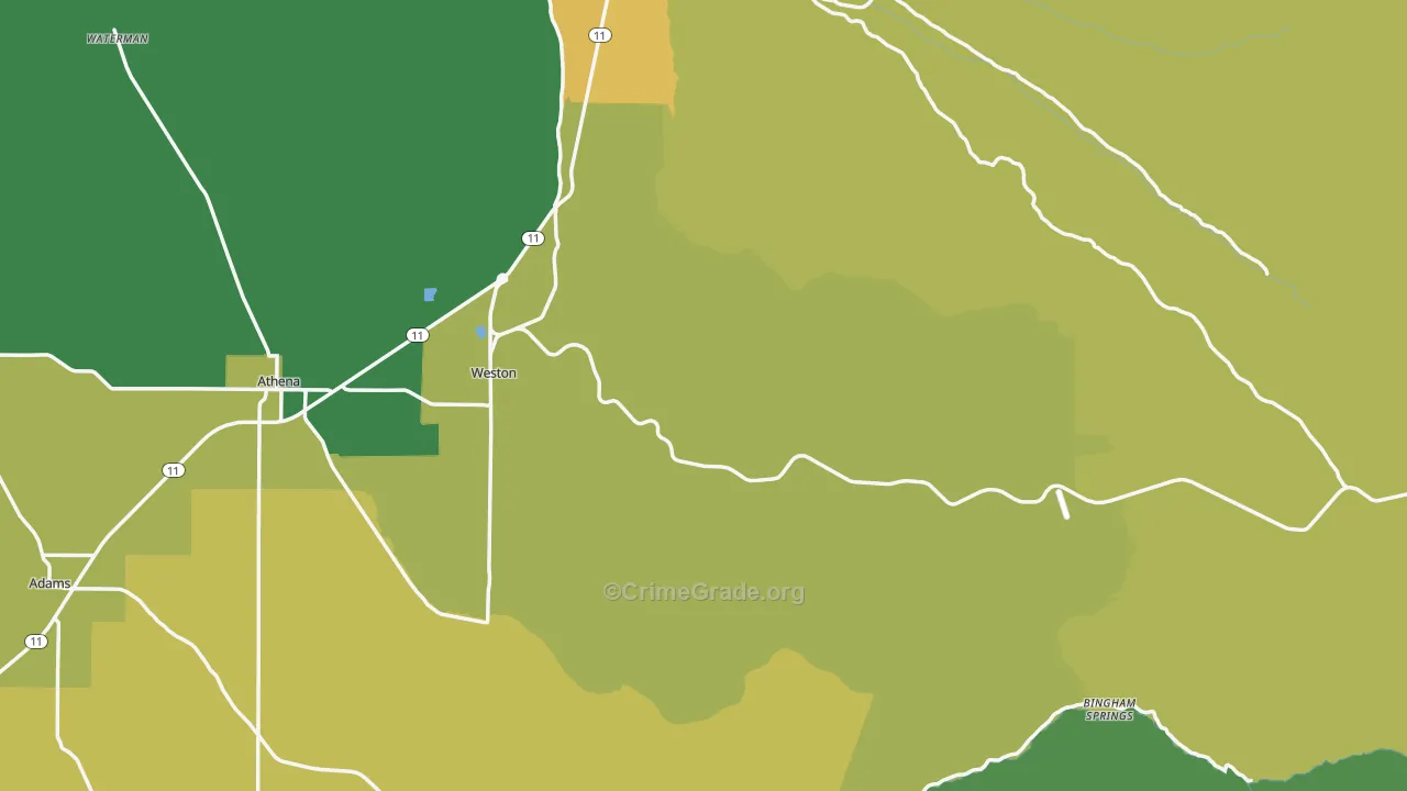 Weston, OR Map of Burglary Rates