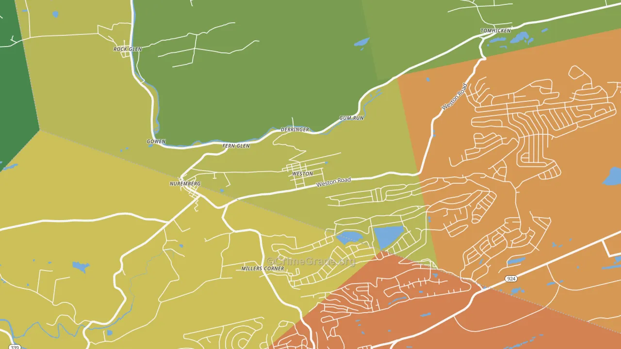 Weston, PA Map of Burglary Rates