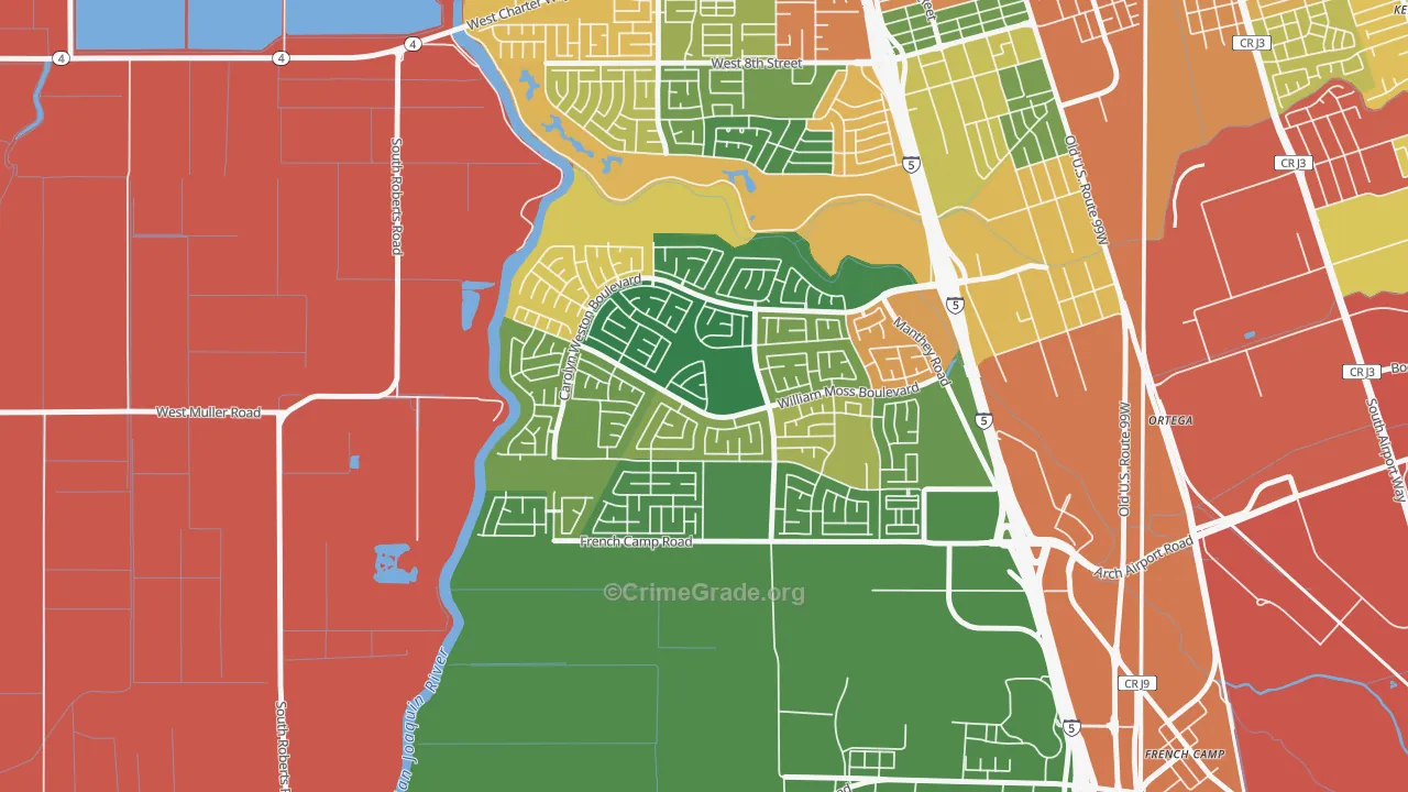 Weston Ranch, Stockton, CA Map of Burglary Rates