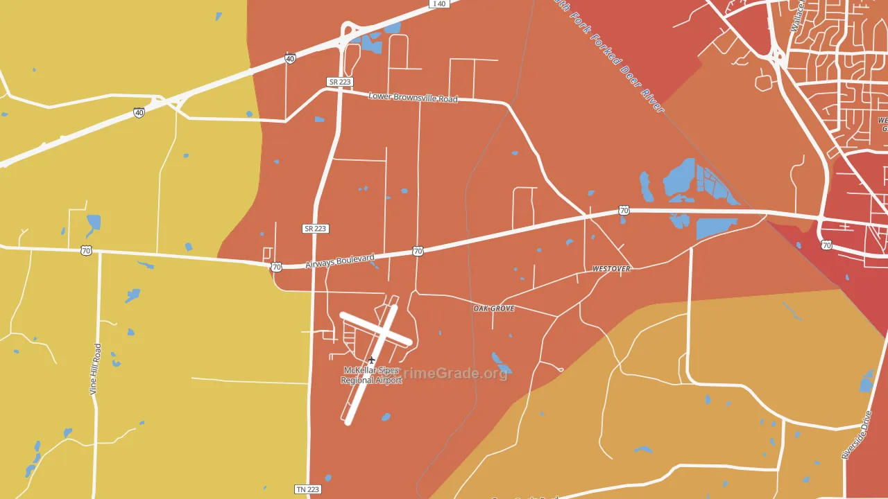 Westover, TN Map of Burglary Rates