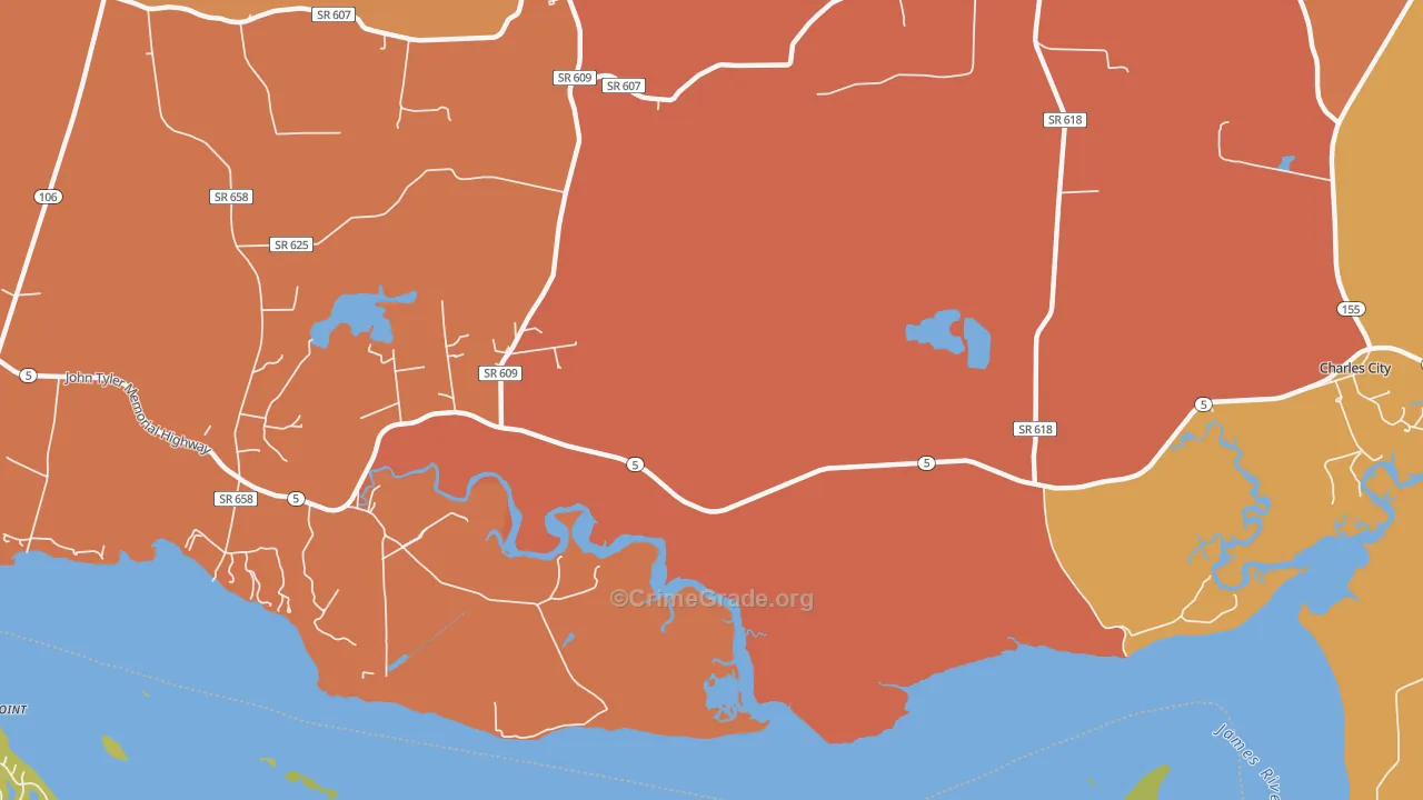 Westover, VA Map of Burglary Rates