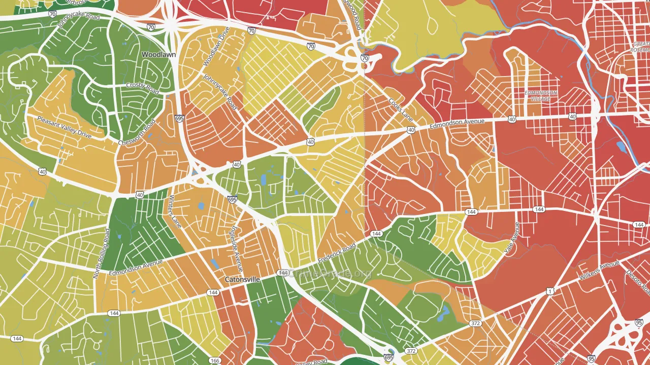 Westowne, Catonsville, MD Map of Burglary Rates