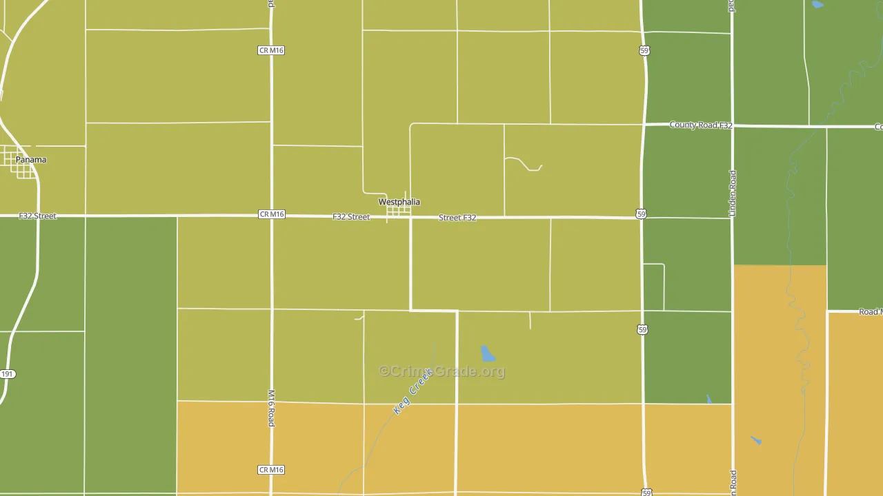 Westphalia, IA Map of Burglary Rates