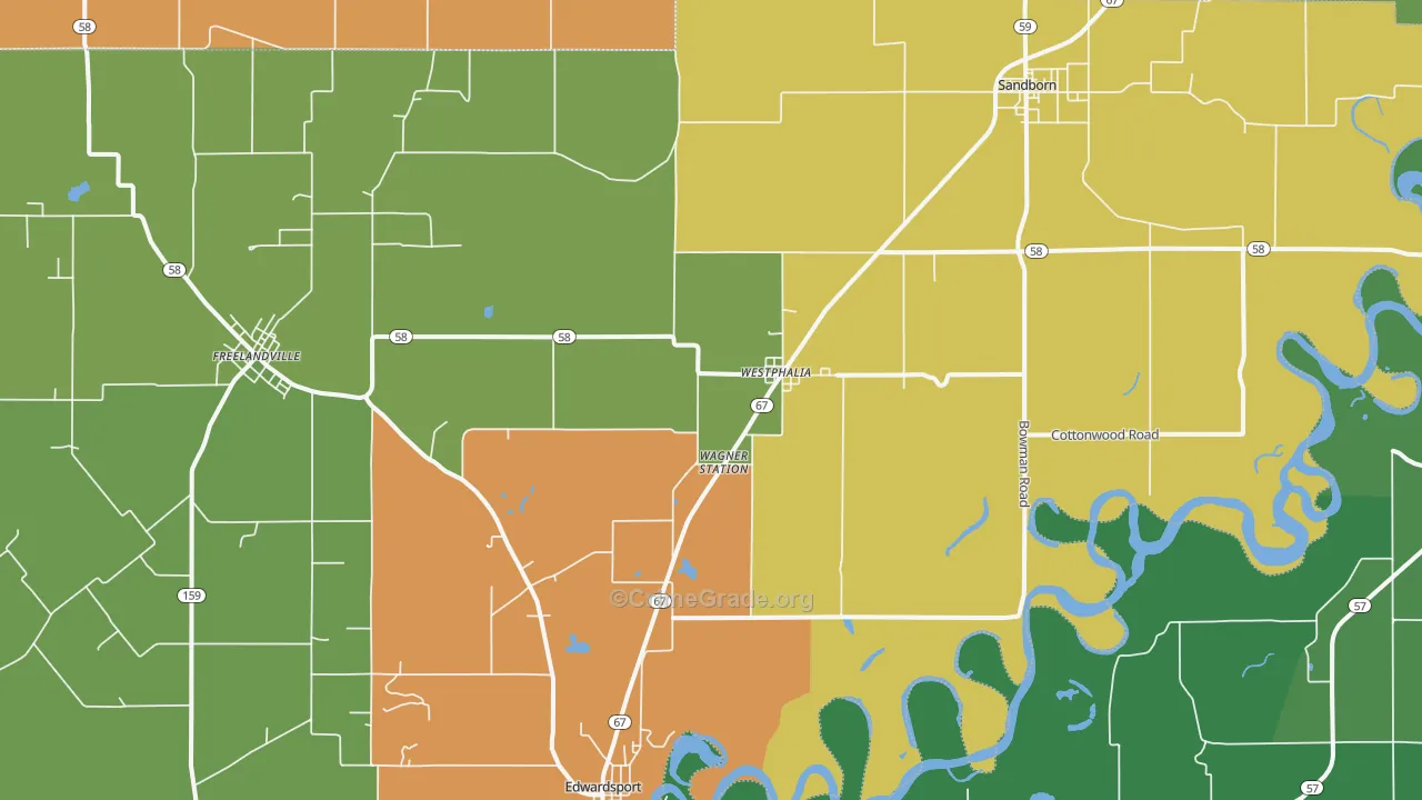 Westphalia, IN Map of Burglary Rates