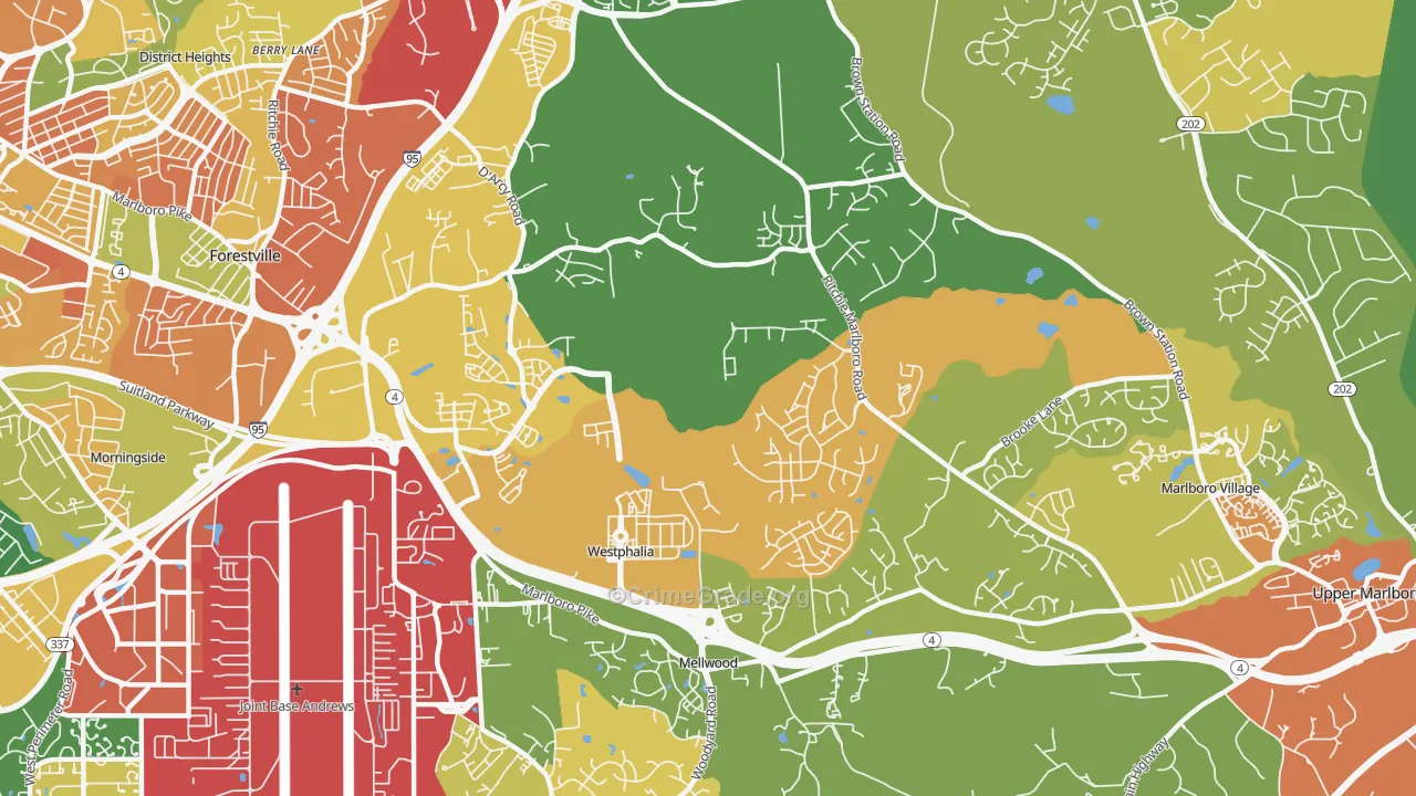 Westphalia, MD Map of Burglary Rates
