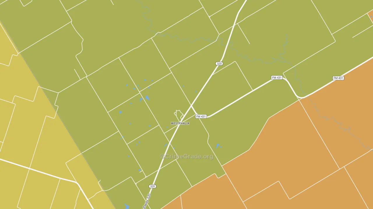Westphalia, TX Map of Burglary Rates