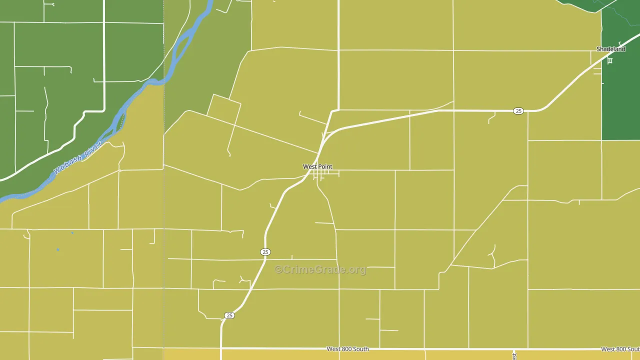 Westpoint, IN Map of Burglary Rates