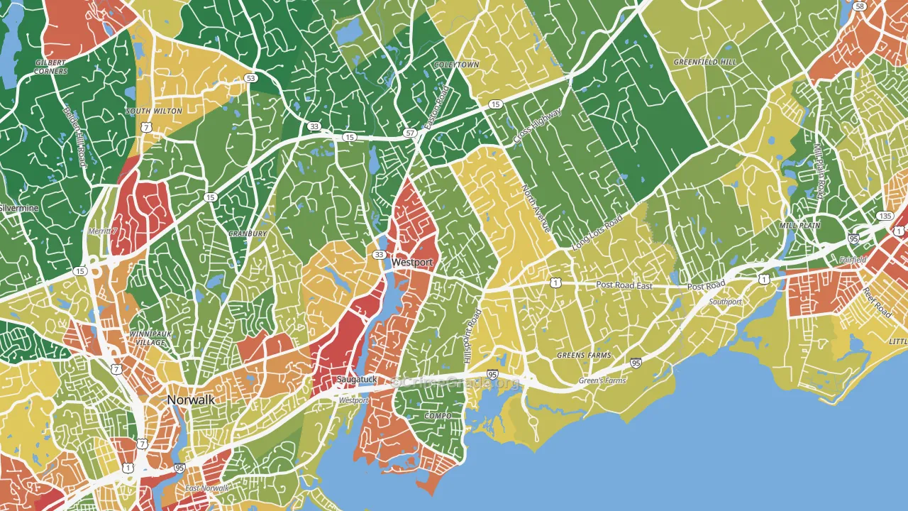 Westport, CT Map of Burglary Rates