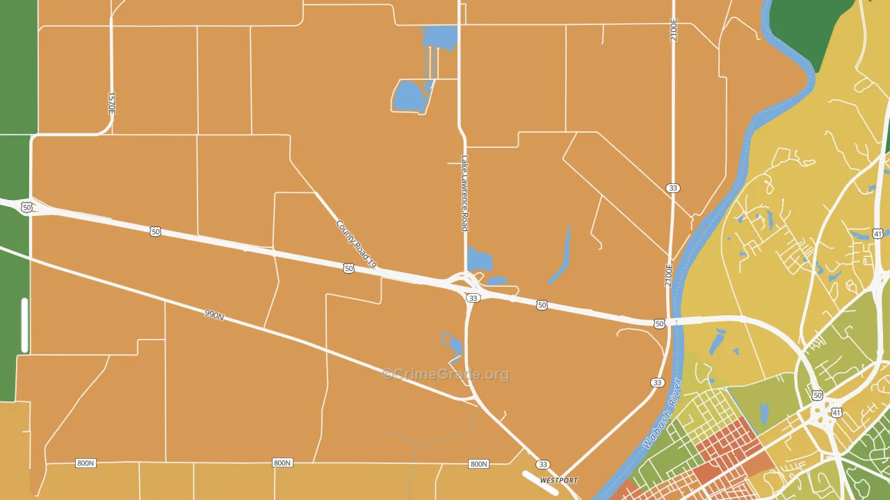 Westport, IL Map of Burglary Rates