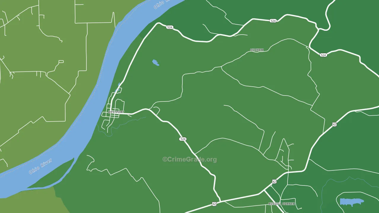 Westport, KY Map of Burglary Rates