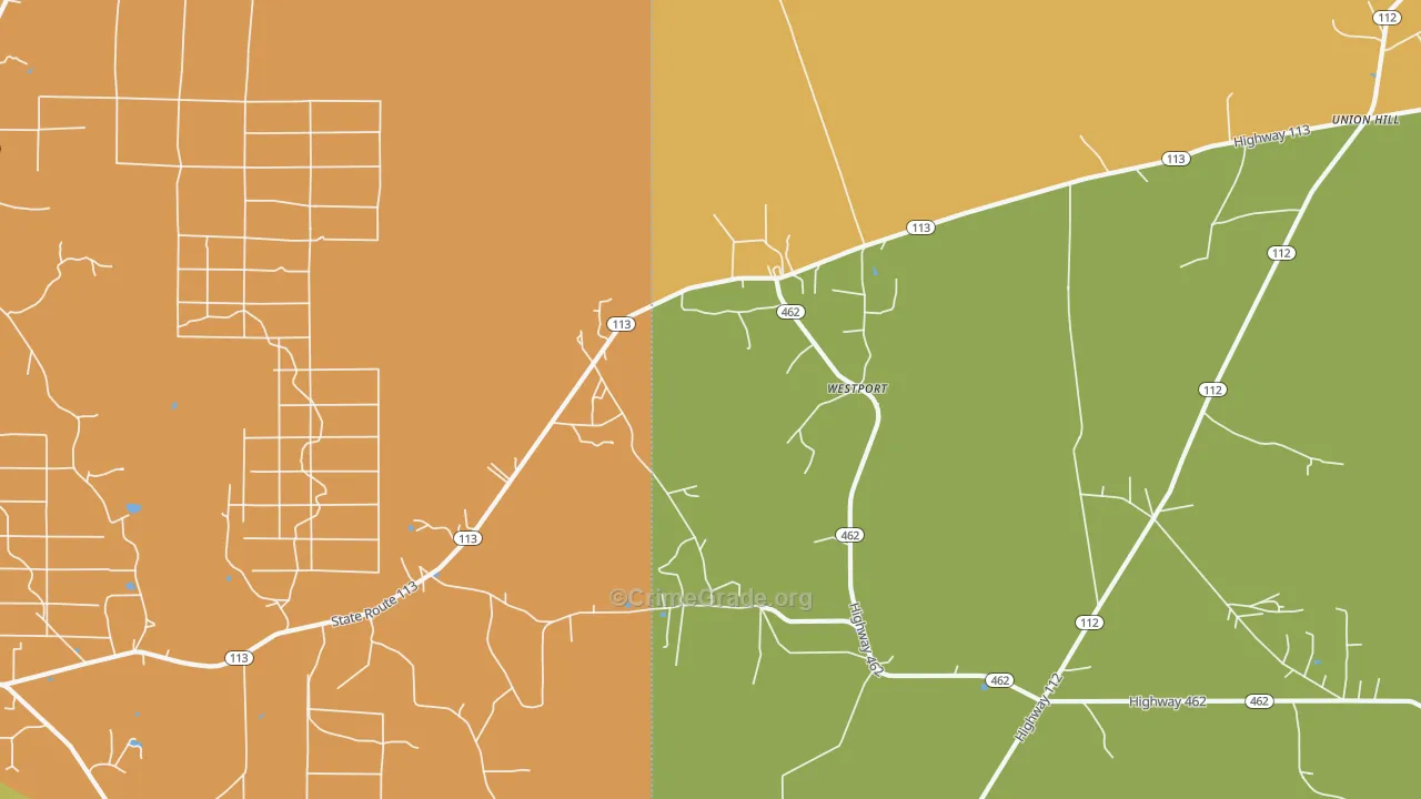 Westport, LA Map of Burglary Rates