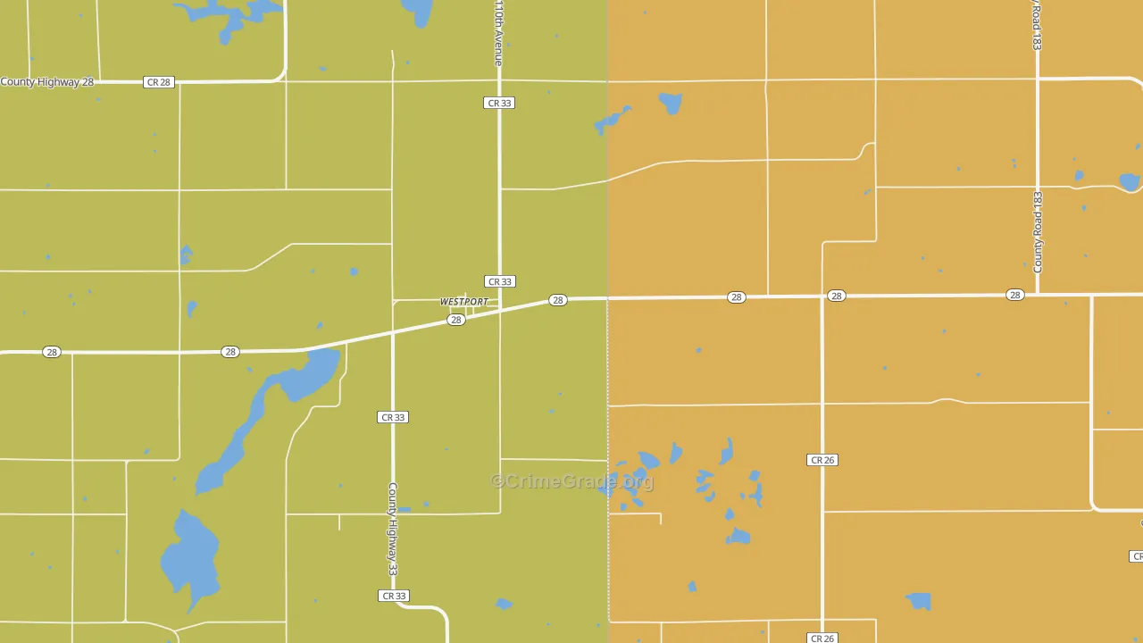 Westport, MN Map of Burglary Rates