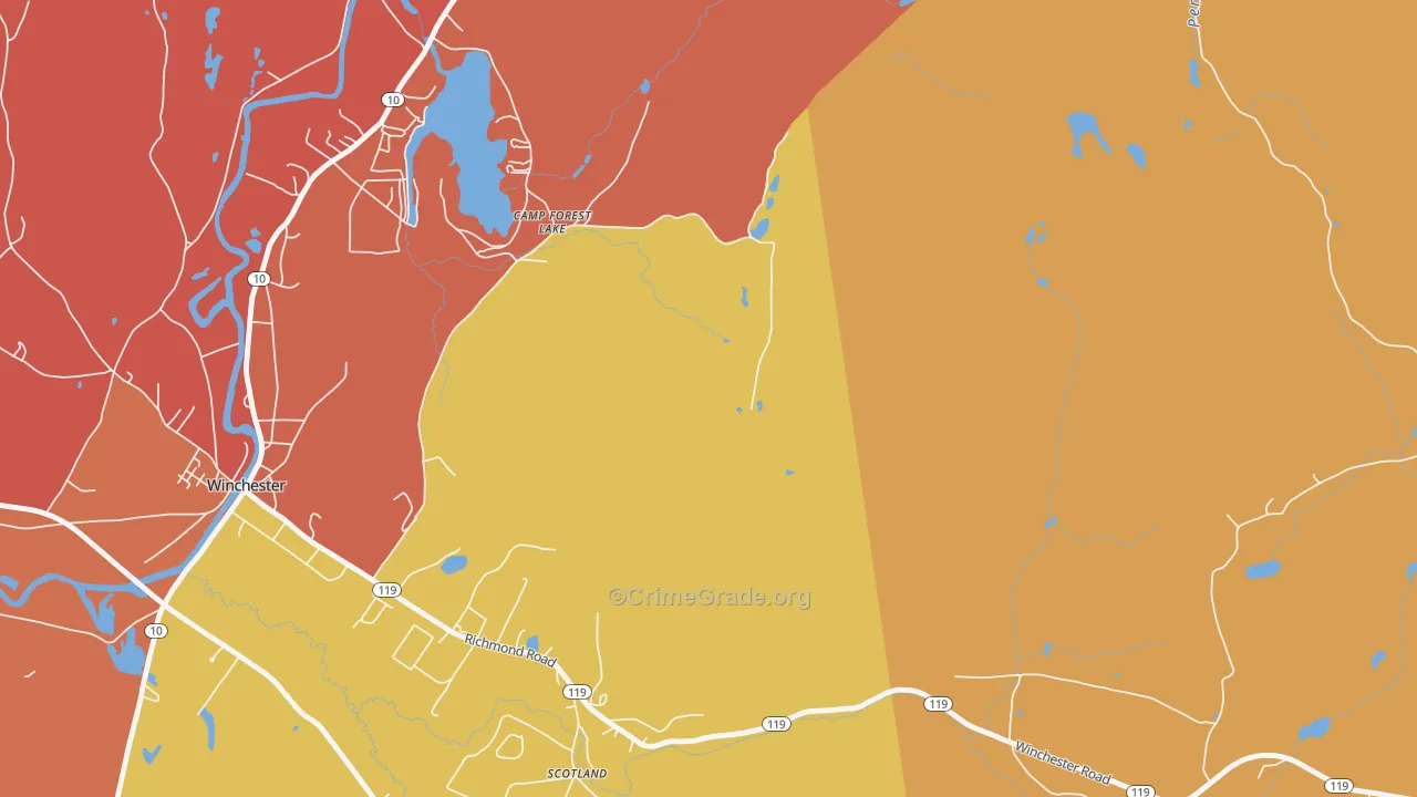 Westport, NH Map of Burglary Rates