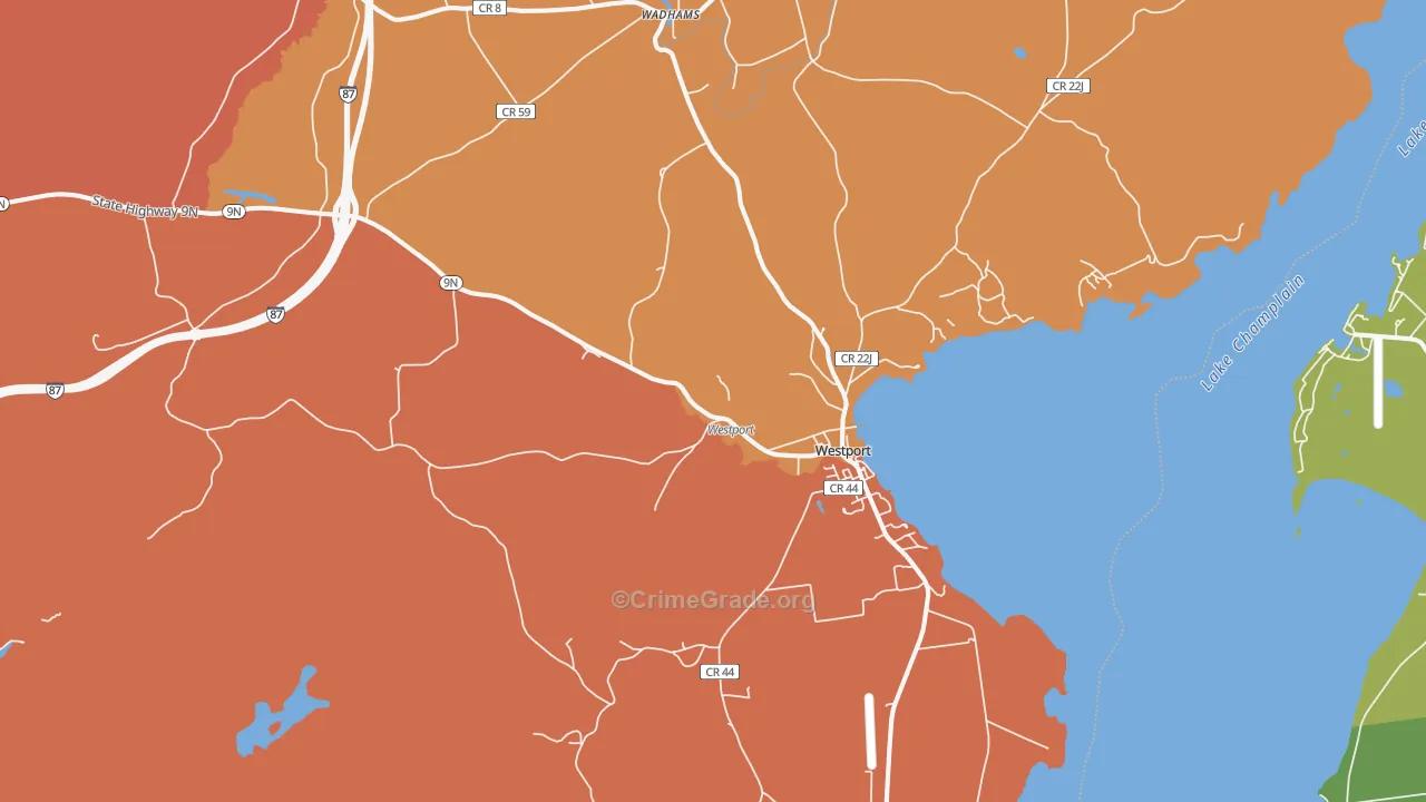 Westport, NY Map of Burglary Rates