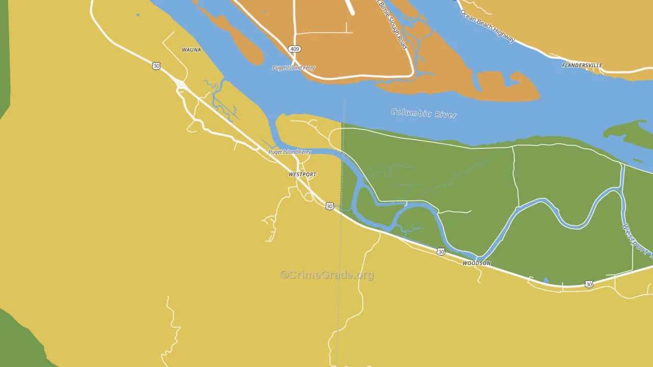 Westport, OR Map of Burglary Rates