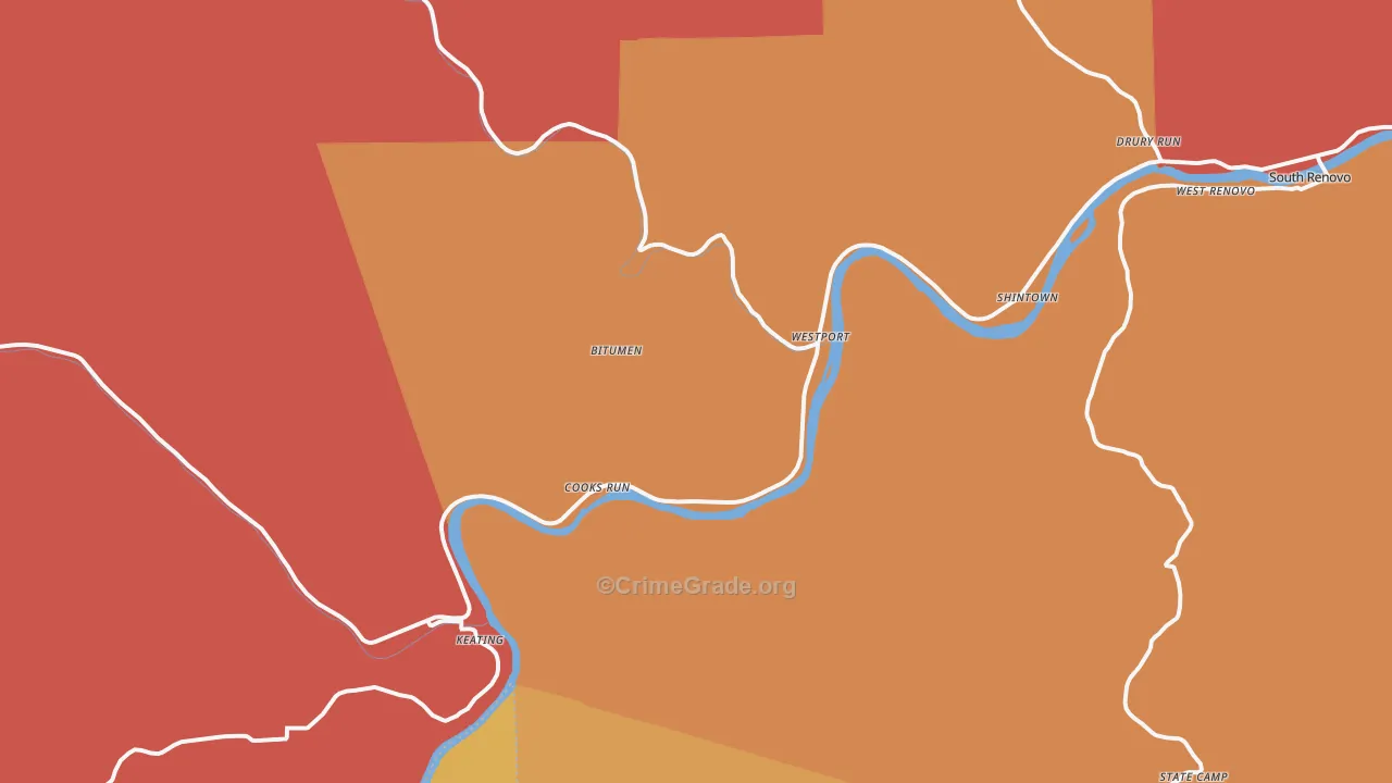 Westport, PA Map of Burglary Rates