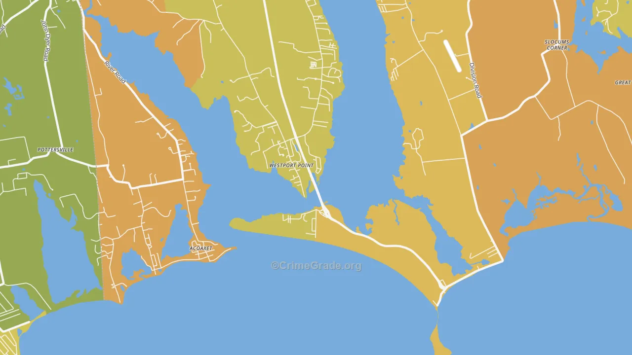 Westport Point, MA Map of Burglary Rates