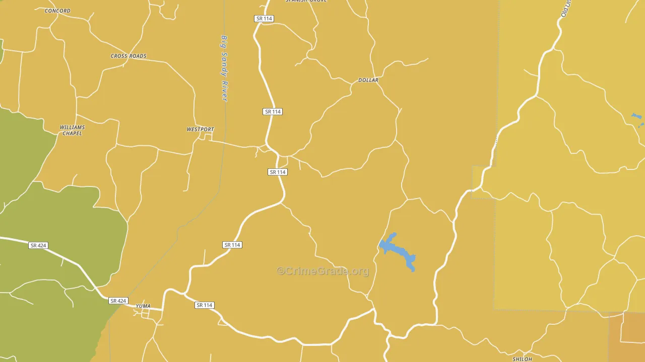 Westport, TN Map of Burglary Rates