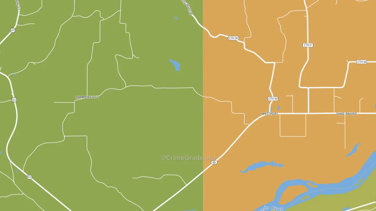 Westport, WI Map of Burglary Rates