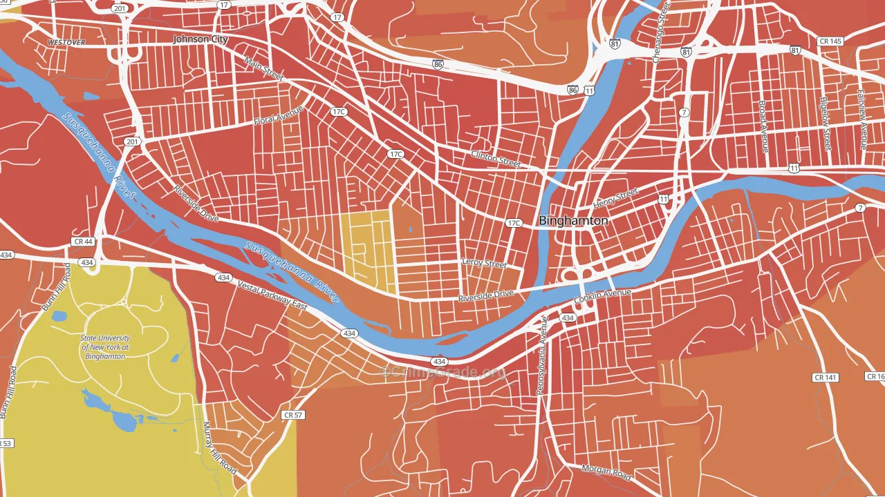 Westside, Binghamton, NY Map of Burglary Rates