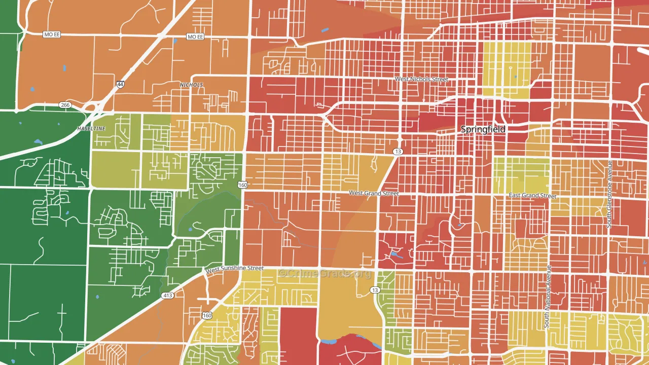 Westside Community Betterment, Springfield, MO Map of Burglary Rates