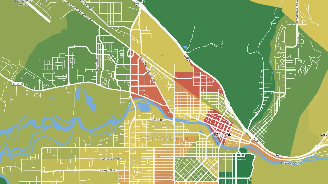 Westside, Missoula, MT Map of Burglary Rates