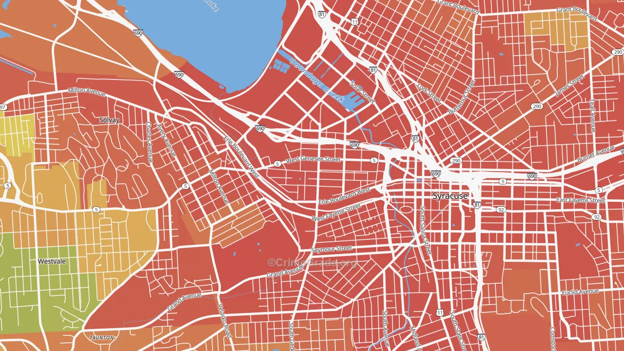 Westside, Syracuse, NY Map of Burglary Rates