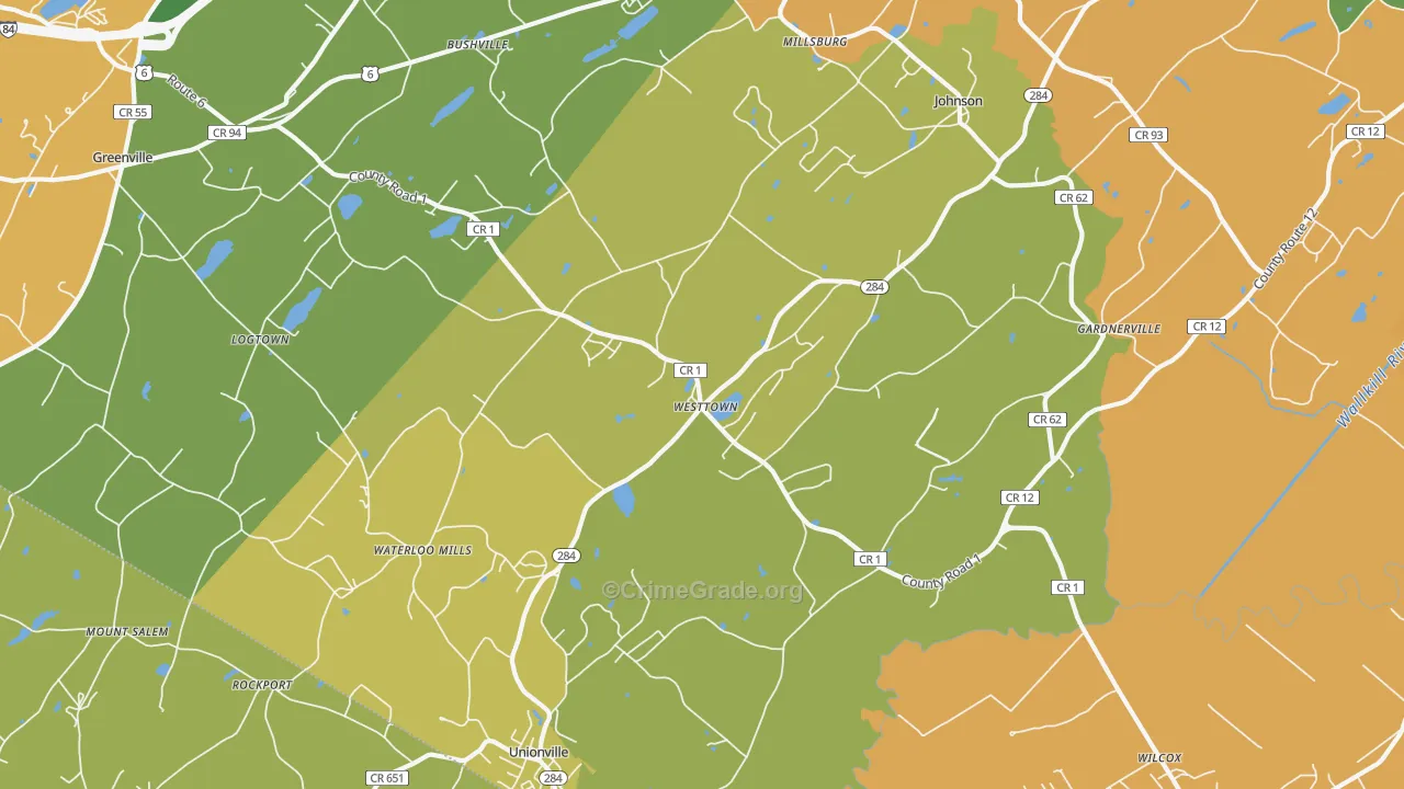 Westtown, NY Map of Burglary Rates