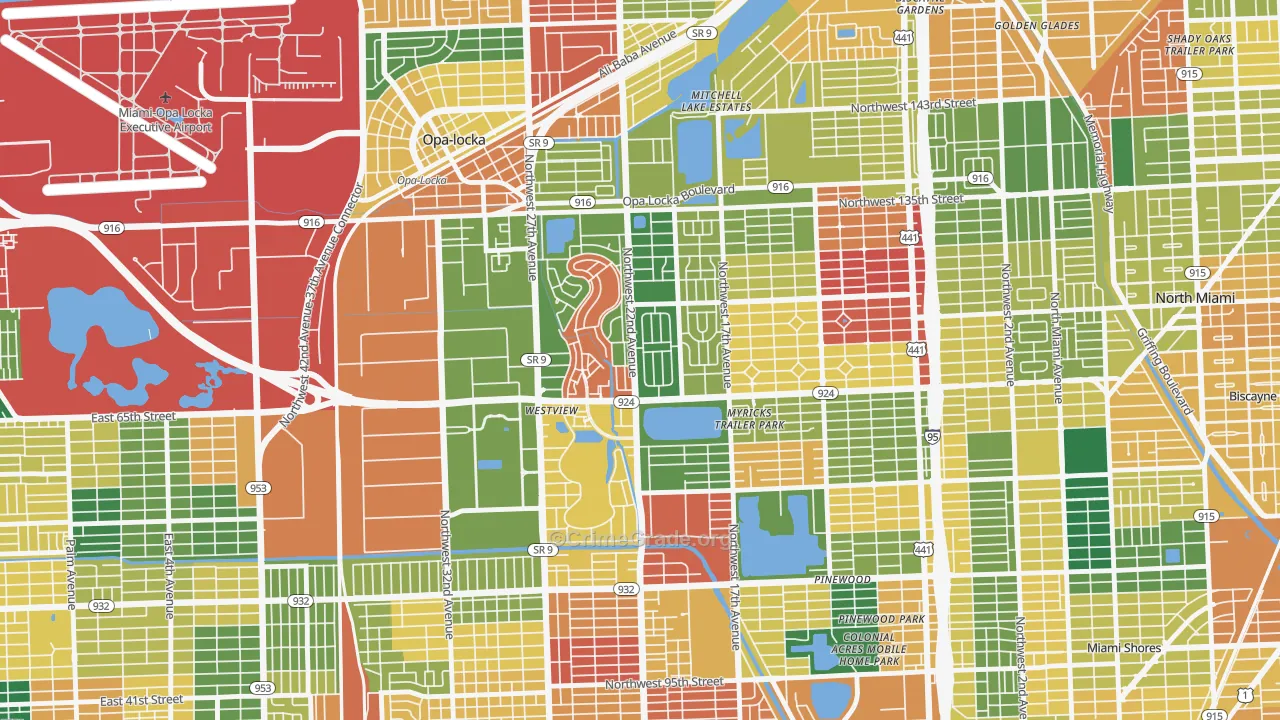 Westview, FL Map of Burglary Rates