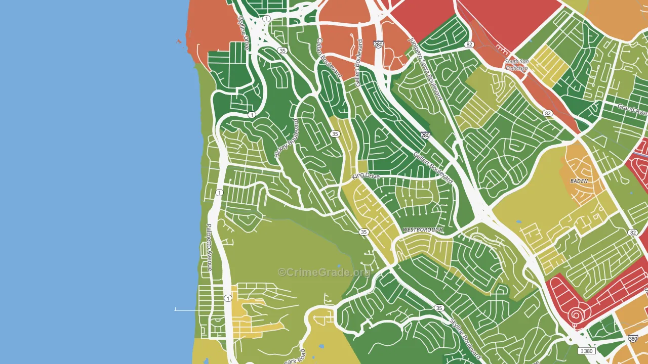 Westview, Pacifica, CA Map of Burglary Rates