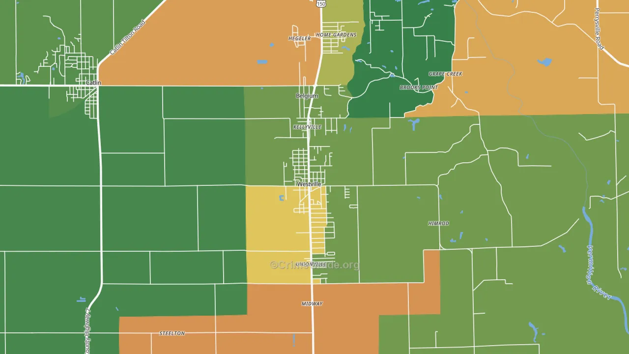 Westville, IL Map of Burglary Rates