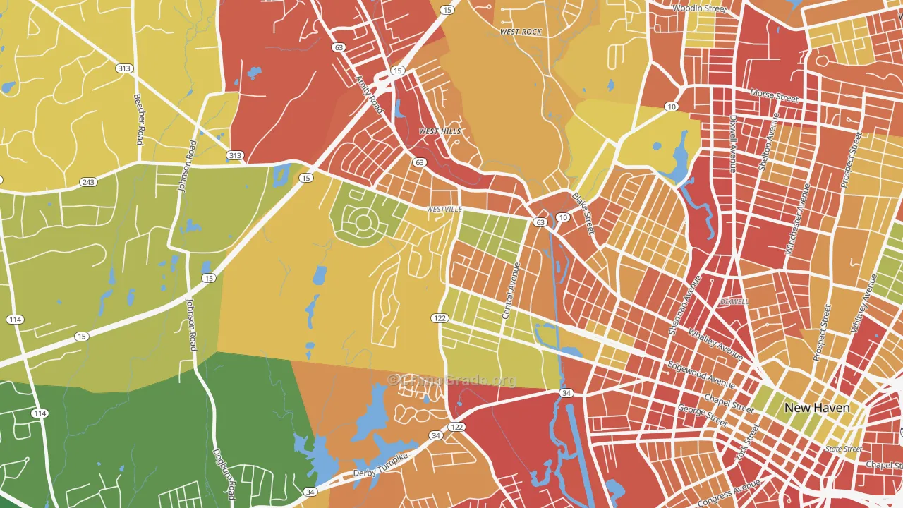 Westville, New Haven, CT Map of Burglary Rates