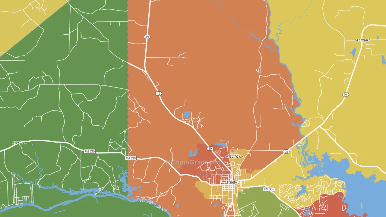 Westville, TX Map of Burglary Rates