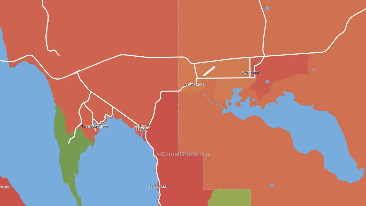 Westwood, CA Map of Burglary Rates