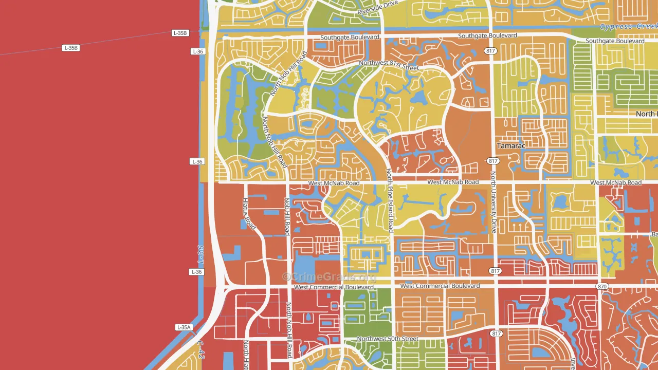 Westwood Community-North, Tamarac, FL Map of Burglary Rates